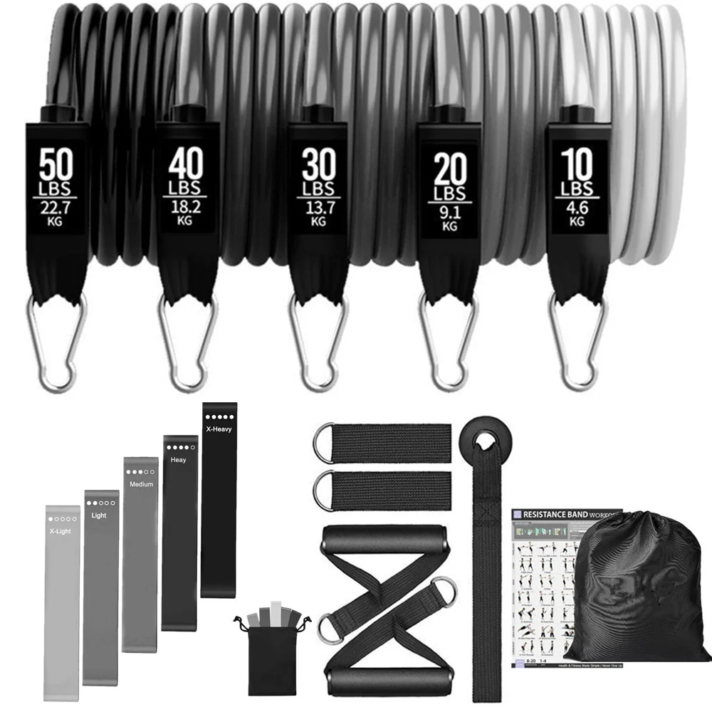 150lbs Resistance Bands Set for Women Latex Exercise Workout Band - Image 15