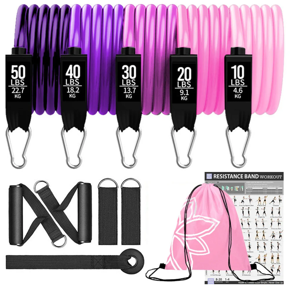 150lbs Resistance Bands Set for Women Latex Exercise Workout Band - Image 16