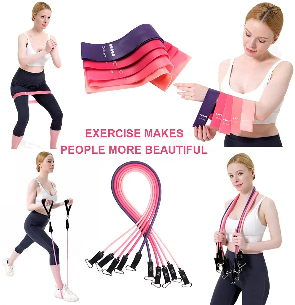 150lbs Resistance Bands Set for Women Latex Exercise Workout Band - Image 21