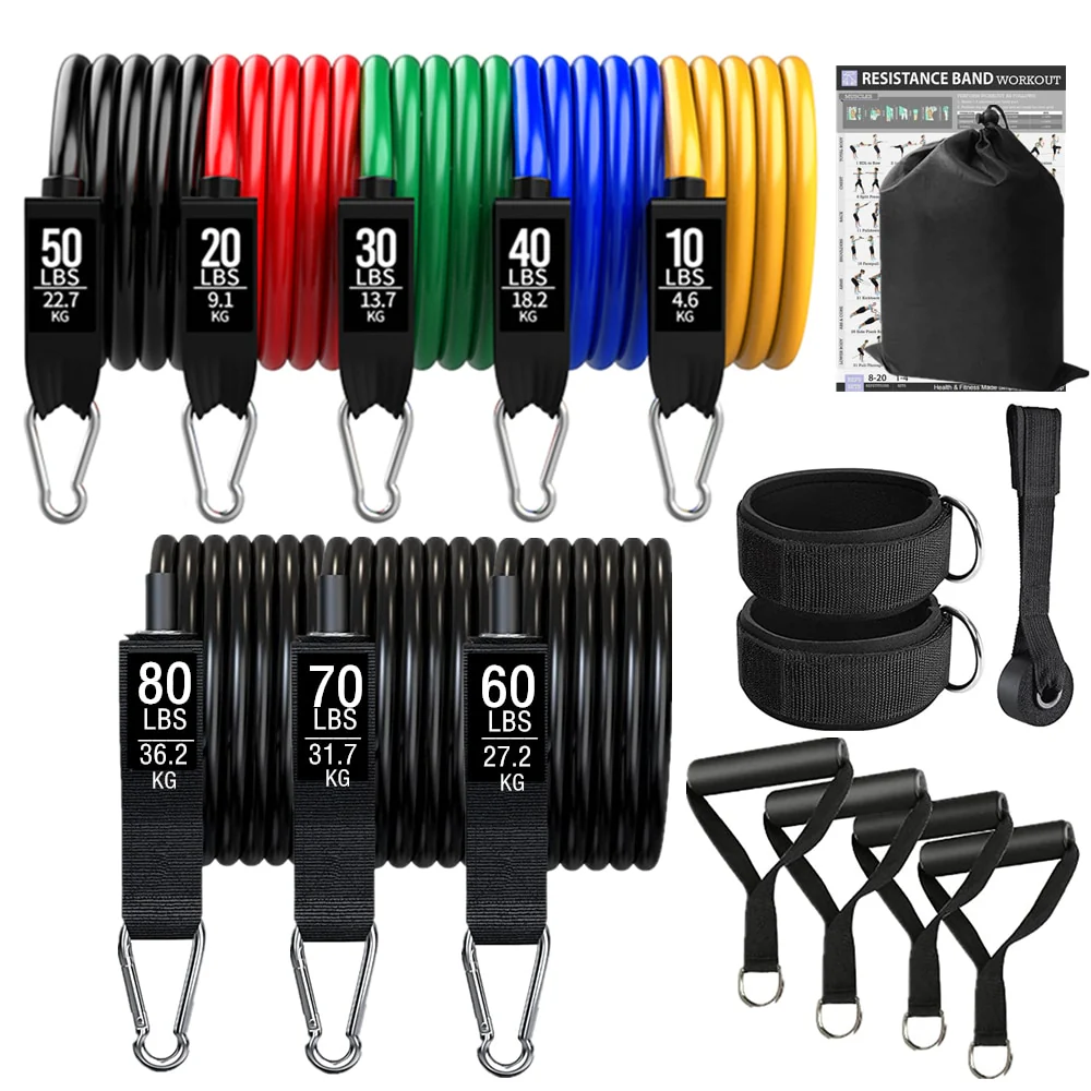 150lbs Resistance Bands Set for Women Latex Exercise Workout Band - Image 3