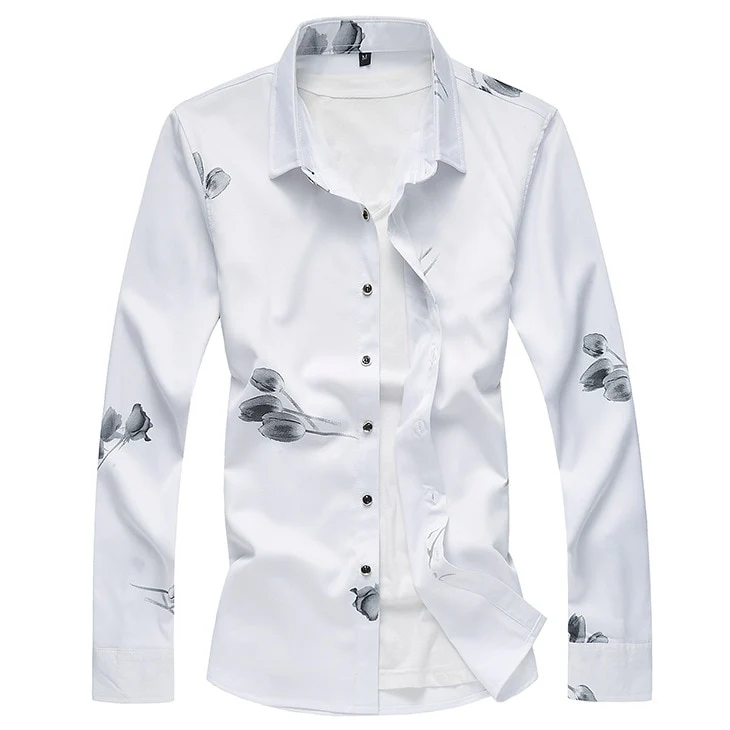 2021 Autumn New Men's Printed Shirt Fashion Casual - Image 10