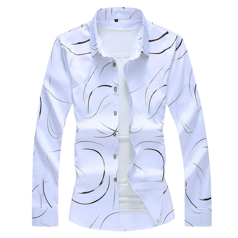 2021 Autumn New Men's Printed Shirt Fashion Casual - Image 9