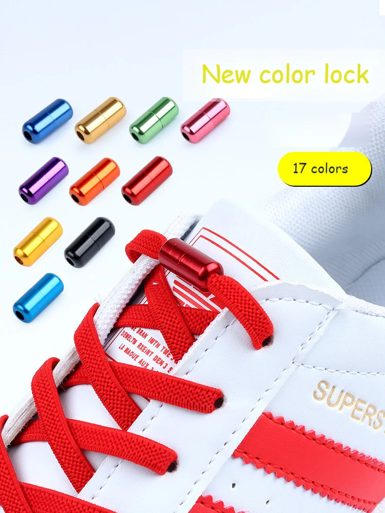 2021 New Elastic No Tie Shoe laces Flat Shoelaces For Kids and Adult Sneakers Shoelace Quick Lazy Metal Lock Laces Shoe Strings - Image 19