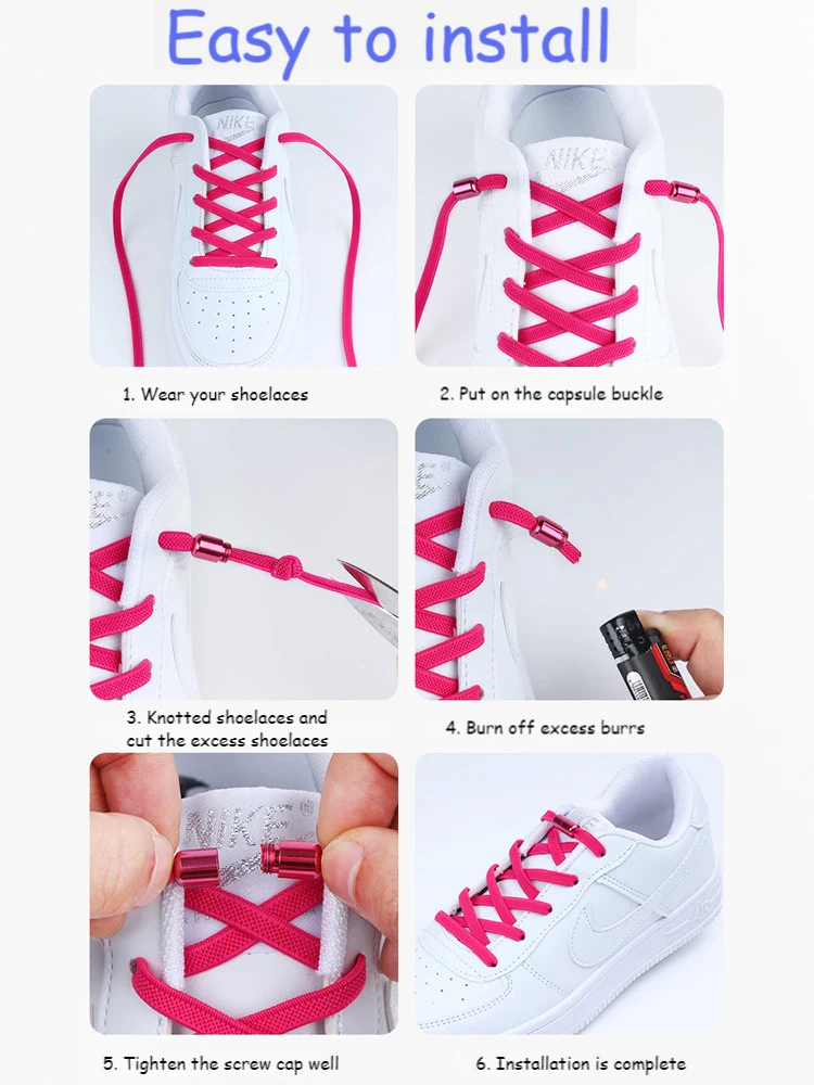 2021 New Elastic No Tie Shoe laces Flat Shoelaces For Kids and Adult Sneakers Shoelace Quick Lazy Metal Lock Laces Shoe Strings - Image 21