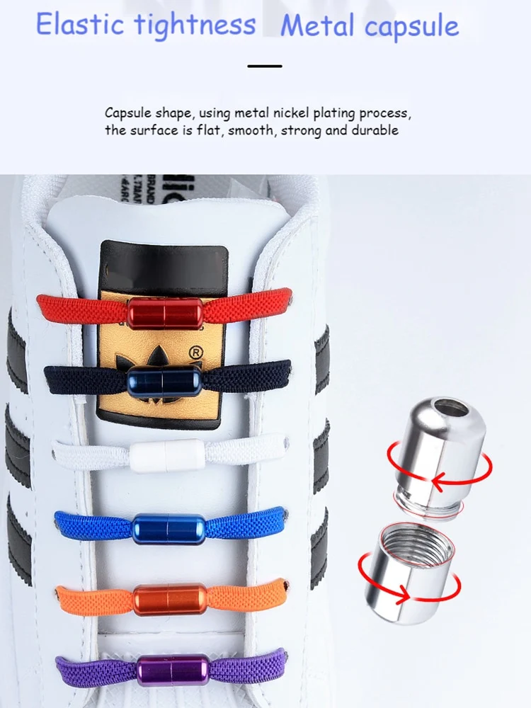 2021 New Elastic No Tie Shoe laces Flat Shoelaces For Kids and Adult Sneakers Shoelace Quick Lazy Metal Lock Laces Shoe Strings - Image 22