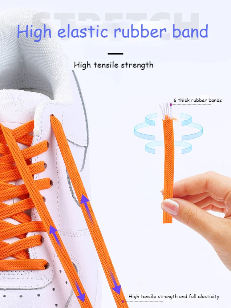 2021 New Elastic No Tie Shoe laces Flat Shoelaces For Kids and Adult Sneakers Shoelace Quick Lazy Metal Lock Laces Shoe Strings - Image 23