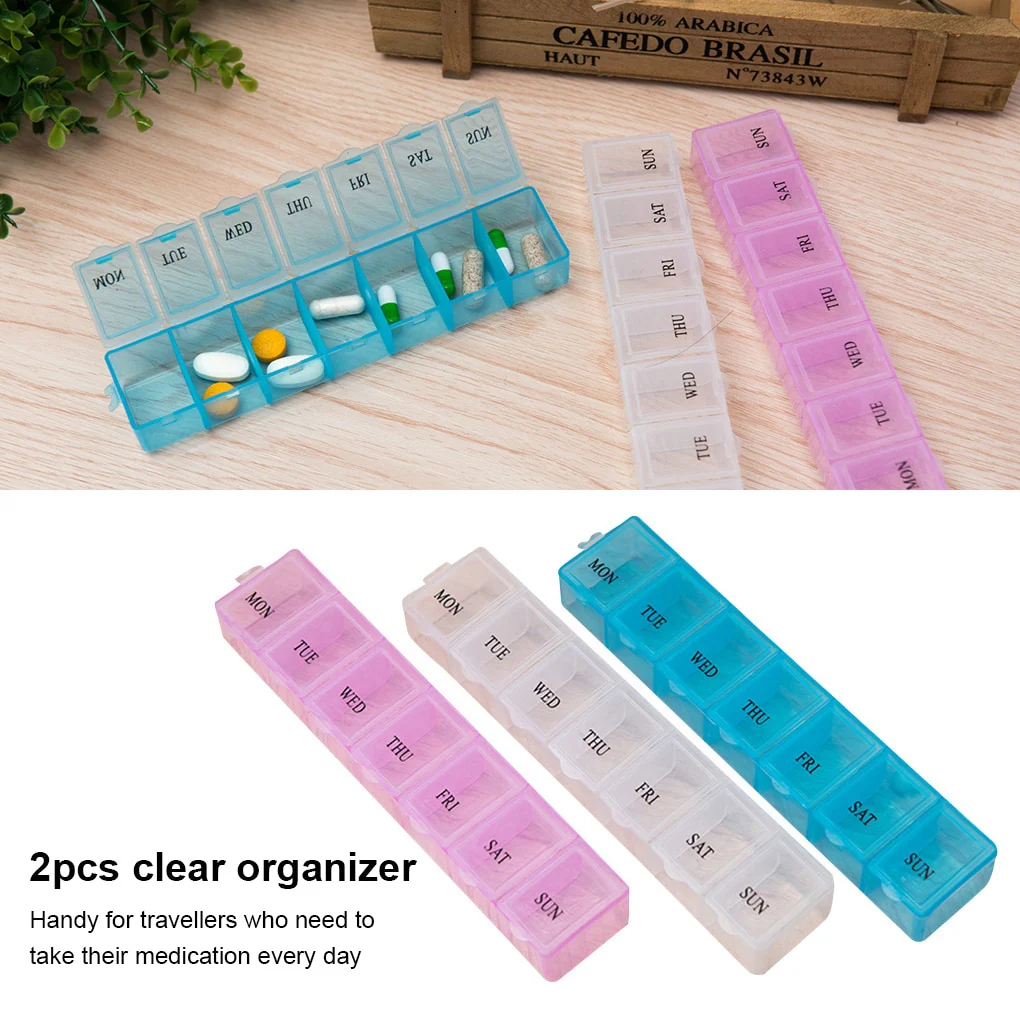 2Pcs/set Pill Case Plastic 7 Days Tablet Candy Box Portable Storage Tablet Holder Travel Organizer Pill Dispenser Container - Image 14