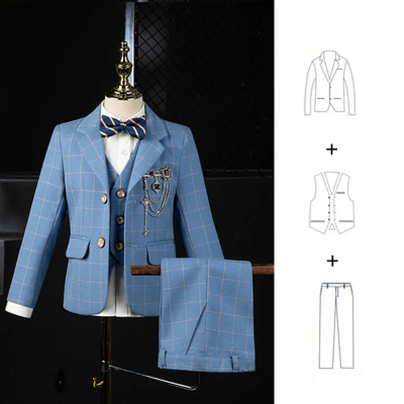 Boys Wedding Suit Kids Formal Blazer Jacket Vest Pants Bowtie 4PCS Tuxedo - Image 6