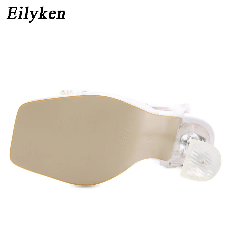 Eilyken New Women Sandals 2023 Summer Sexy Perspex Crystal High Heels Party Wedding Shoes Square Toe Pearls String Bowknot Pumps - Image 11