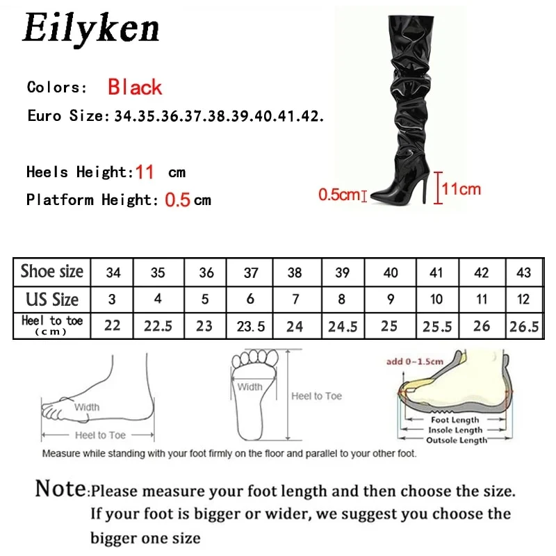 Eilyken Red Women Over The Knee Boots High Heels Patent Leather Solid Pointed Toe Stiletto Side Zipper Sapatos Femininos - Image 7
