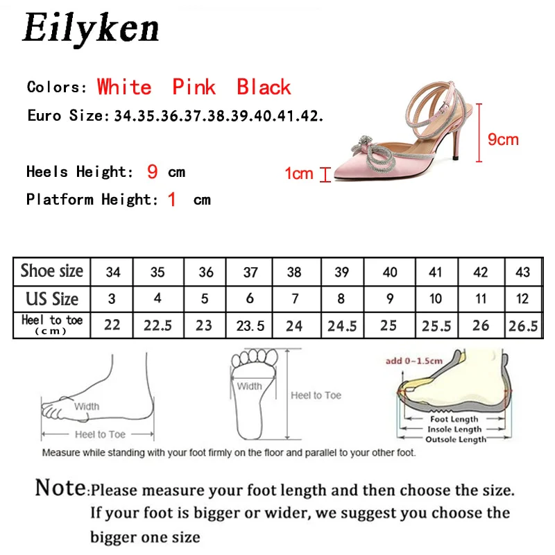 Eilyken Style Glitter Rhinestones Silk Women Pumps Crystal Bowknot Satin Spring Autumn Lady High Heels Party Prom Shoes - Image 11