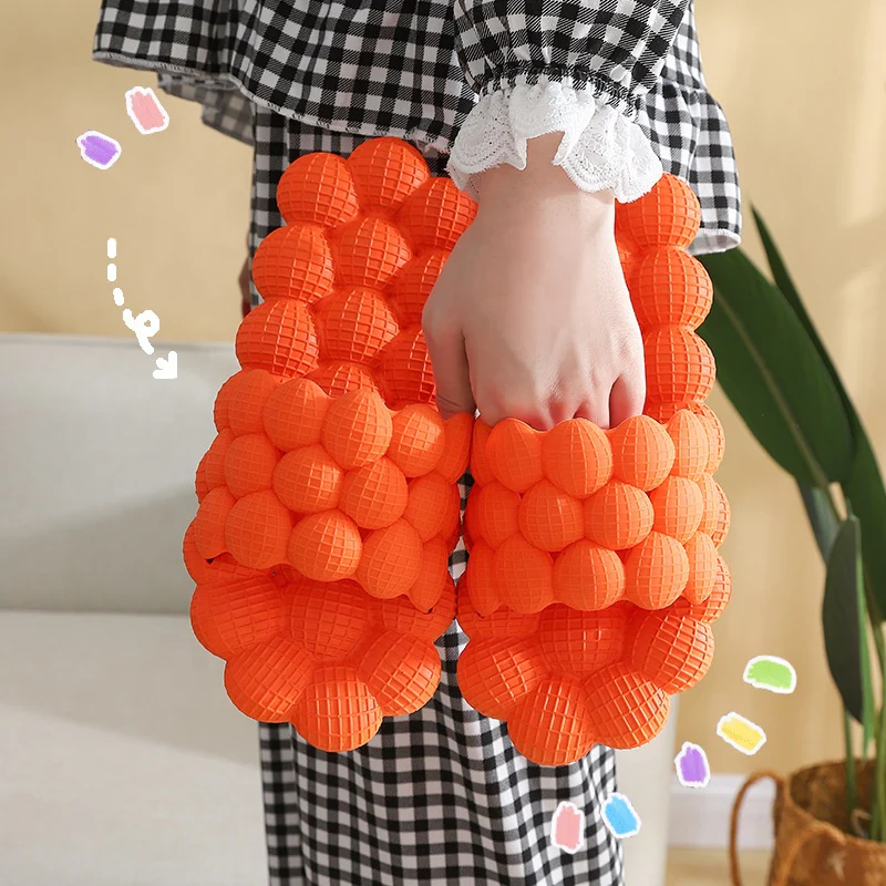 EVA  2021 trendy bubble cool slippers women fancy unisex fashion sandals home beach men massage slides slippers - Image 7