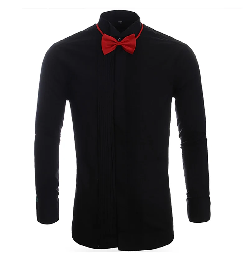 Fashion Groom Tuxedos Shirts Best Man Groomsmen White Black Red Men Wedding Shirts - Image 3