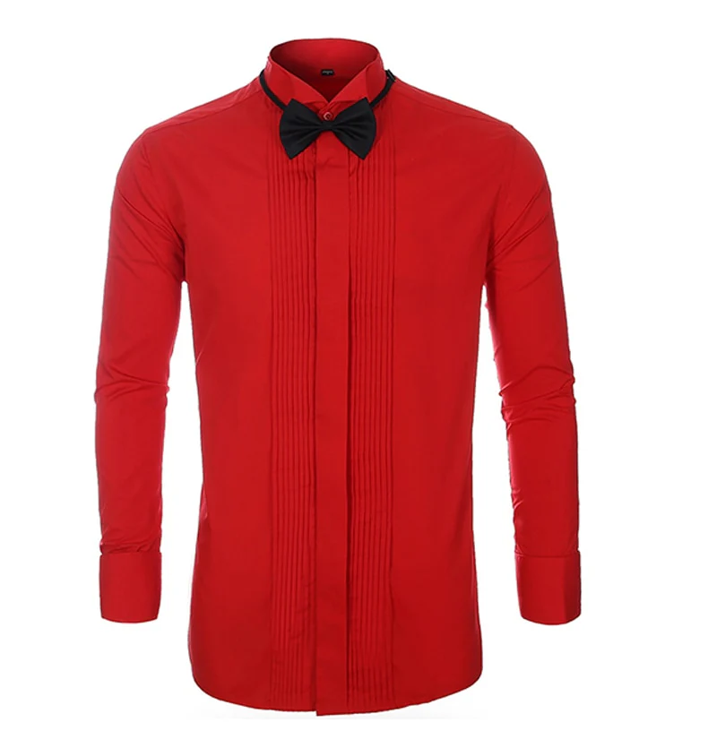Fashion Groom Tuxedos Shirts Best Man Groomsmen White Black Red Men Wedding Shirts - Image 4