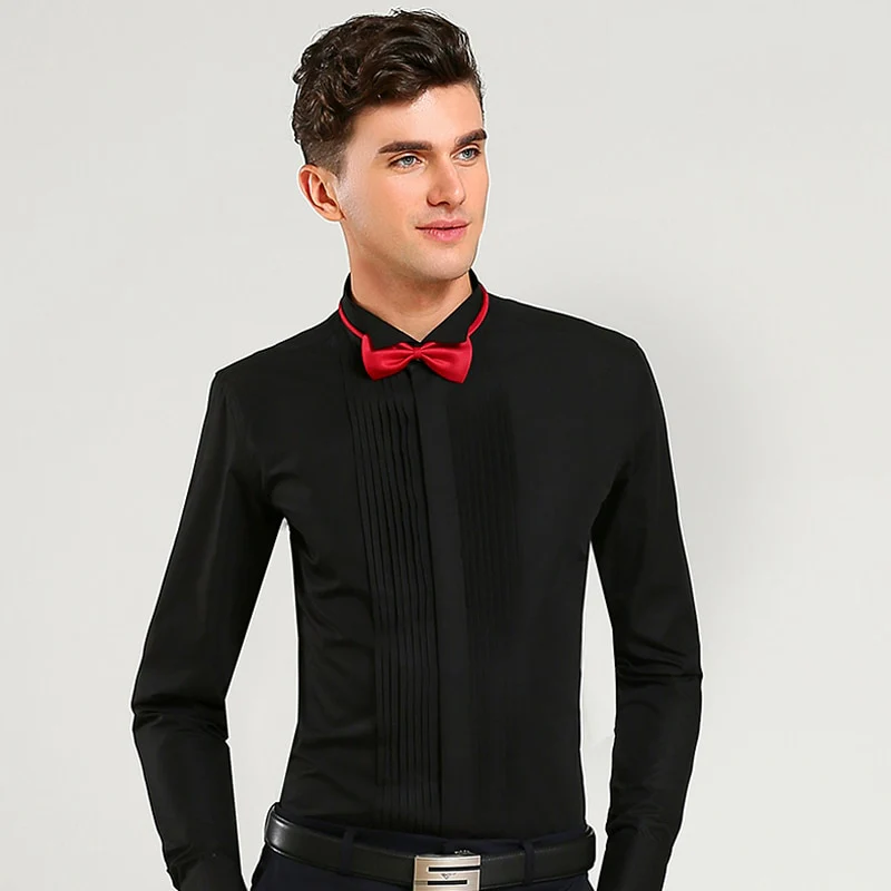 Fashion Groom Tuxedos Shirts Best Man Groomsmen White Black Red Men Wedding Shirts - Image 7