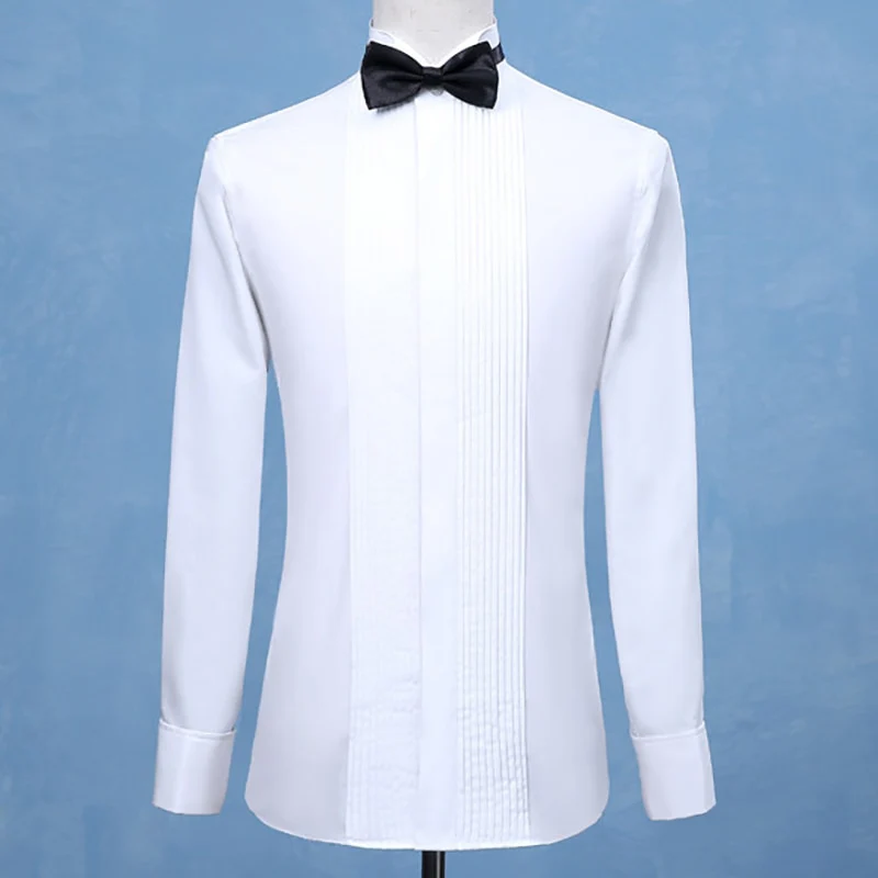 Fashion Groom Tuxedos Shirts Best Man Groomsmen White Black Red Men Wedding Shirts - Image 8