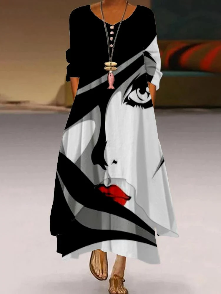 Floral Parrot Print Maxi Long Dress Women's Fashion Party Evening Dresses Sexy high Waist Robe Summer Long Sleeve Elegant Dress - Image 7