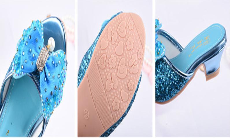 Girls Summer Sandals Slipper Sequined Princesse Children High Heel Party Dress Shoes Leather Slipper For Kids Slides - Image 8