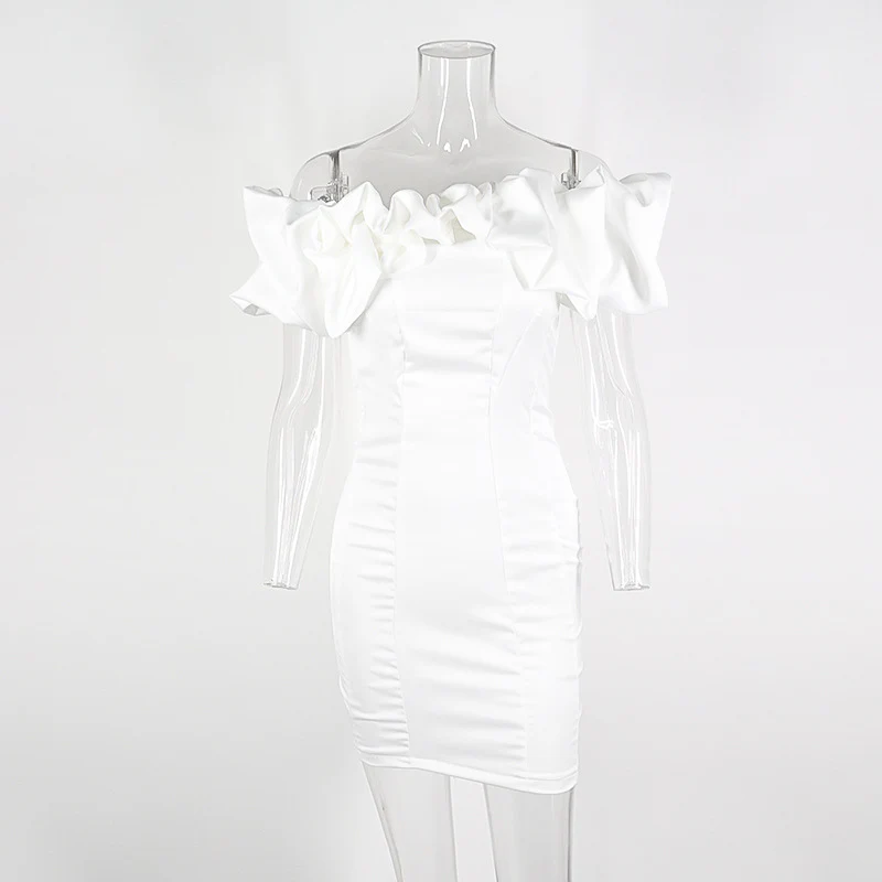 Sexy Ruffle Off Shoulder Mini Dress Sexy Party Evening Women Clothing Casual Prom Dresses - Image 4