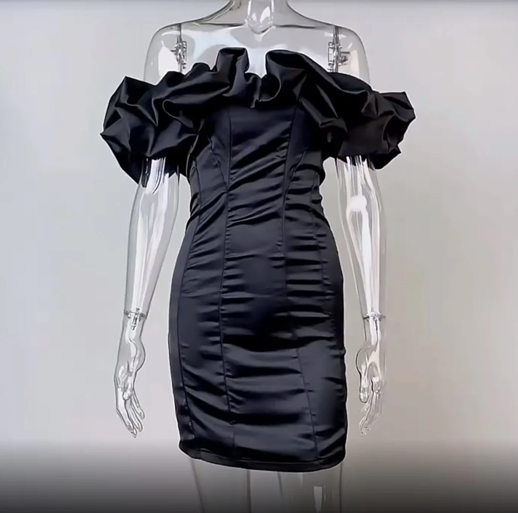 Sexy Ruffle Off Shoulder Mini Dress Sexy Party Evening Women Clothing Casual Prom Dresses - Image 8