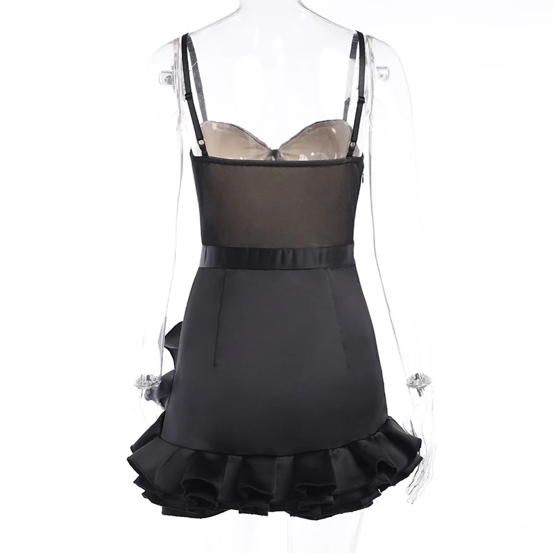 High Fashion Irregular Ruffle Black Mini Dresses for Women Party Evening Dress Sexy Night Out Club Outfits - Image 5