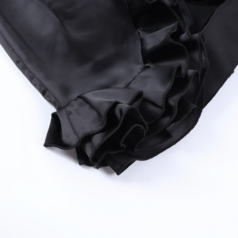 High Fashion Irregular Ruffle Black Mini Dresses for Women Party Evening Dress Sexy Night Out Club Outfits - Image 6