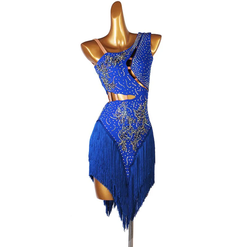 Latin Dress Women Dancing Rhinestone Dress 12 colors Tassels Fringe Dress Rumba Dress Competition Salsa Costume Gatsby Dress - Image 3