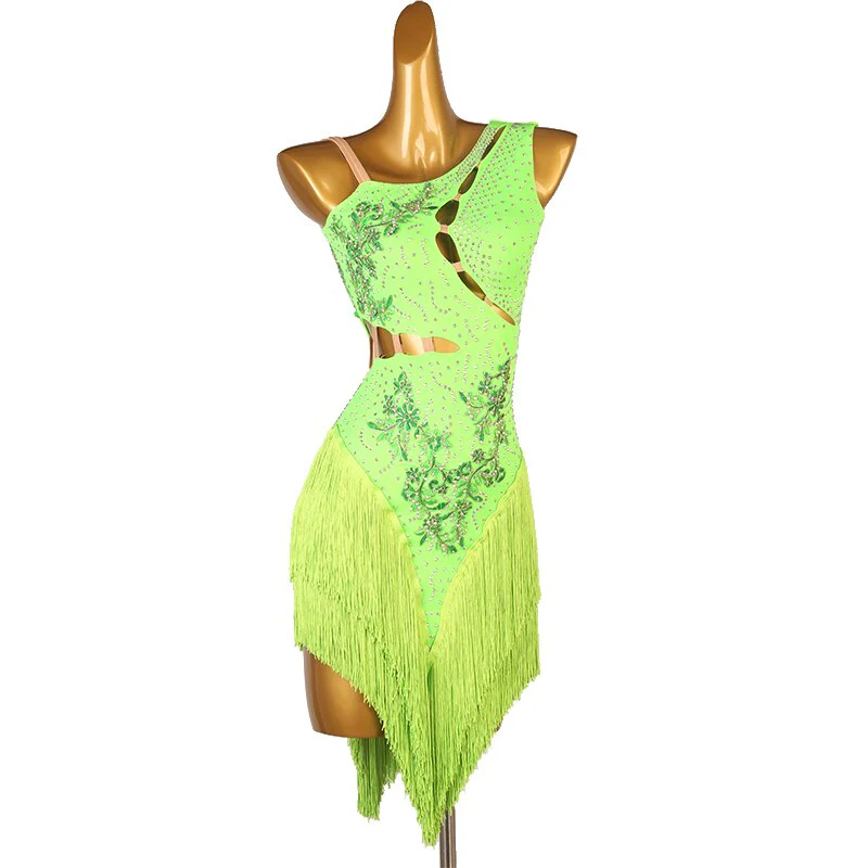 Latin Dress Women Dancing Rhinestone Dress 12 colors Tassels Fringe Dress Rumba Dress Competition Salsa Costume Gatsby Dress - Image 6