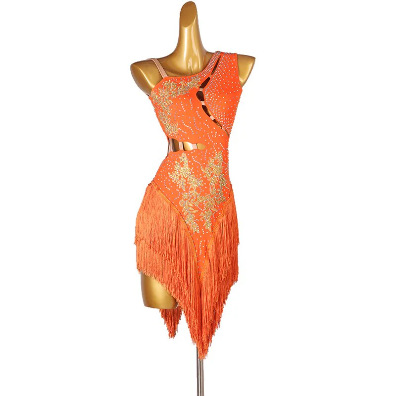 Latin Dress Women Dancing Rhinestone Dress 12 colors Tassels Fringe Dress Rumba Dress Competition Salsa Costume Gatsby Dress - Image 7
