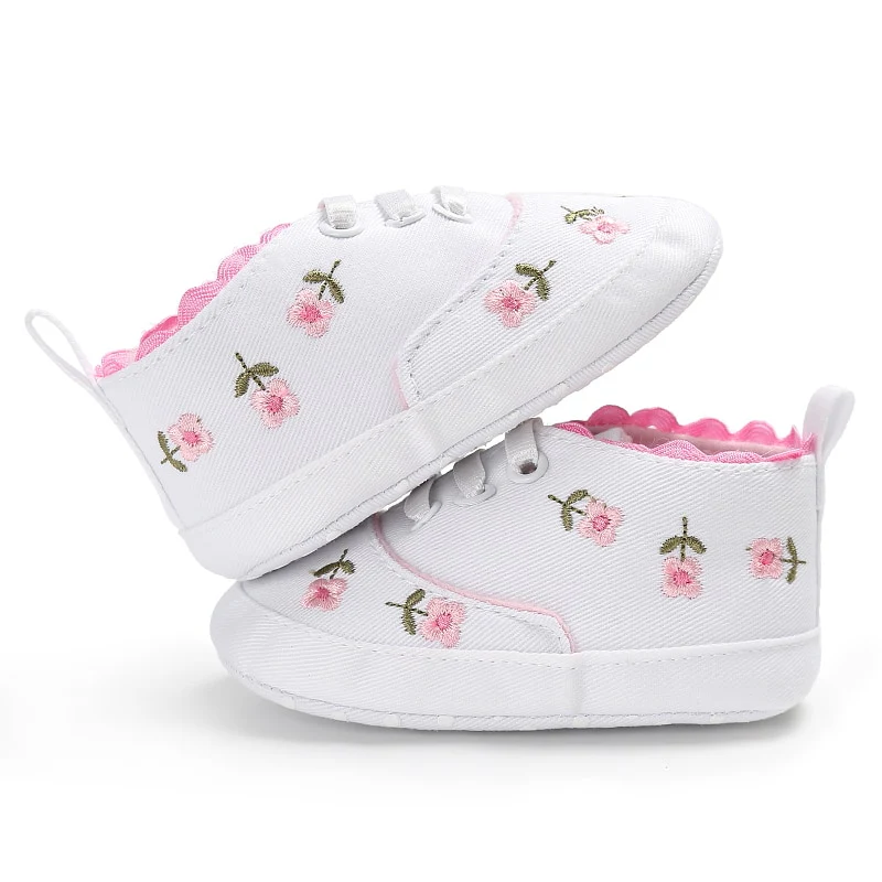 lioraitiin Summer Baby Infant Girl Soft Sole Crib Toddler Canvas Cute Flower Sneaker Shoes - Image 3