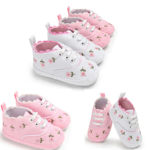 lioraitiin Summer Baby Infant Girl Soft Sole Crib Toddler Canvas Cute Flower Sneaker Shoes - Image 4