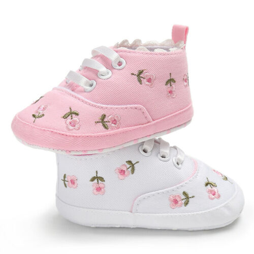 lioraitiin Summer Baby Infant Girl Soft Sole Crib Toddler Canvas Cute Flower Sneaker Shoes - Image 5