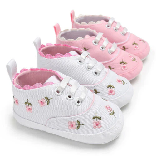 lioraitiin Summer Baby Infant Girl Soft Sole Crib Toddler Canvas Cute Flower Sneaker Shoes - Image 6