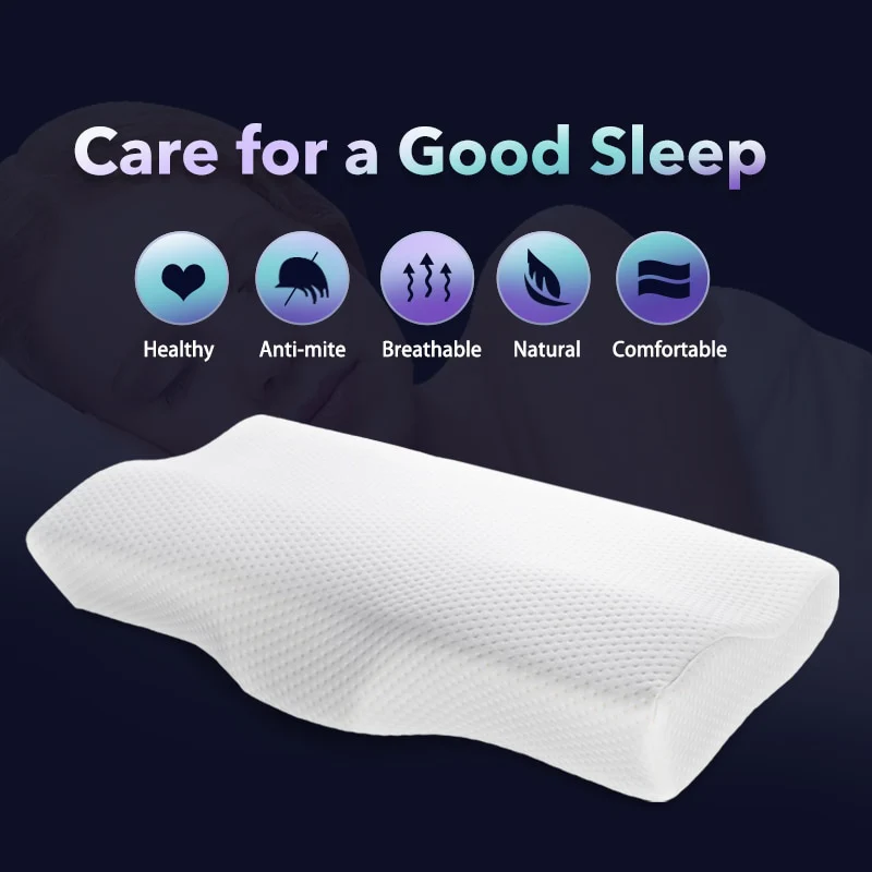 Memory Foam Bed Orthopedic Pillow Neck Protection Slow Rebound Memory Pillow Butterfly Shaped Health Cervical Neck Size 60/50 cm - Image 7