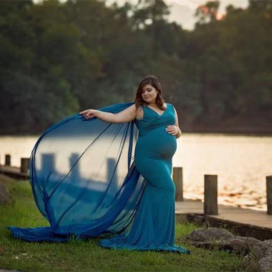 New Chiffon Maternity Pregnancy Dress Photography Props Sexy Maxi Maternity Gown Long Pregnant Dresses Photo Shooting For Women - Image 7