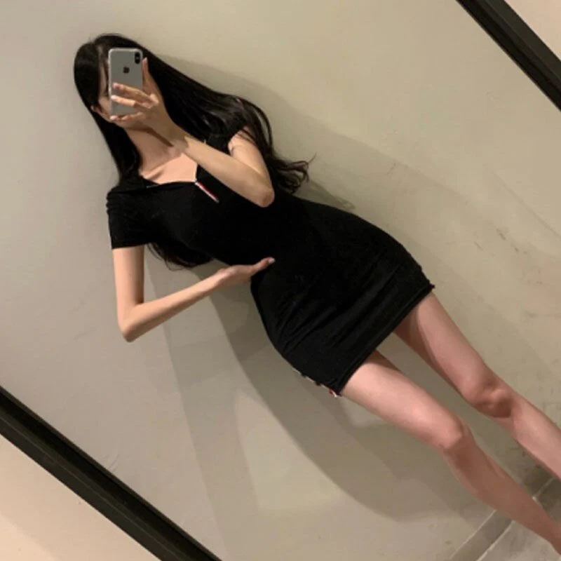 New Year 2022 Women's Summer Dress Mini Bodycon Wrap Hip Robe Sexy Club Woman Clothes Zipper Pullover Dresses With Short Sleeve - Image 8
