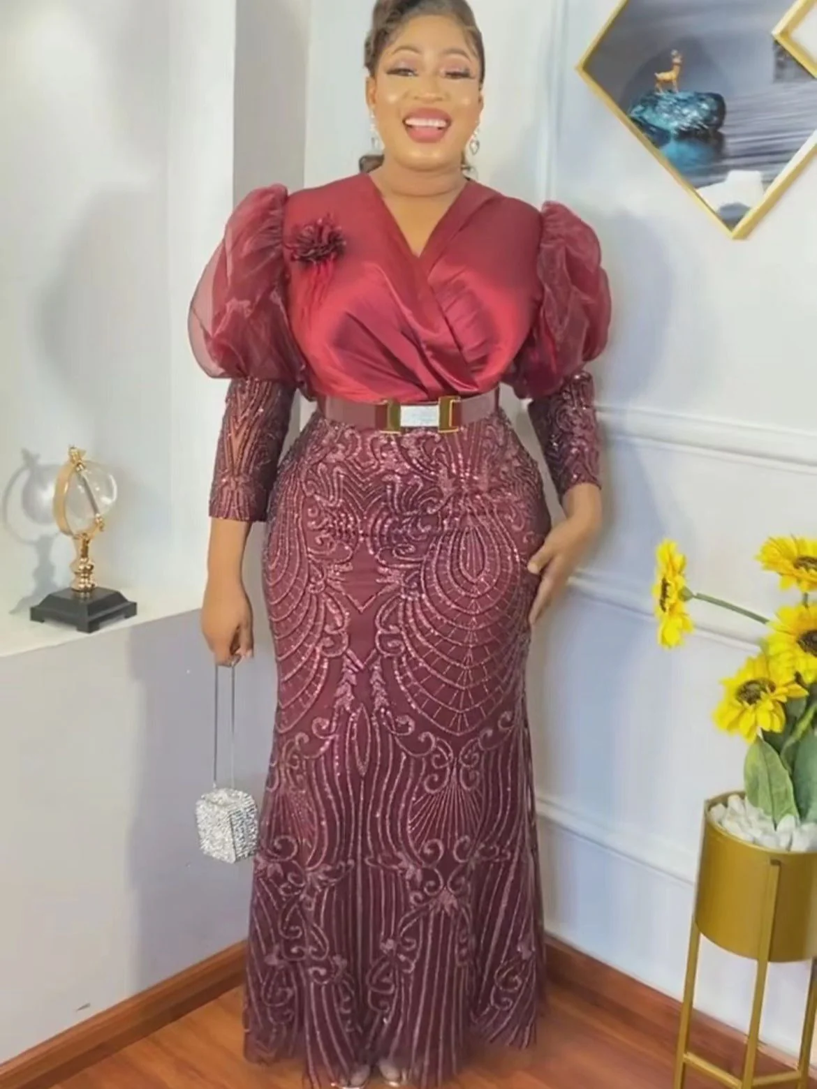 Plus Size African Party Long Dresses for Women 2023 New Dashiki Ankara Sequin Evening Gowns Turkey Outfits Robe Africa Clothing - Image 4