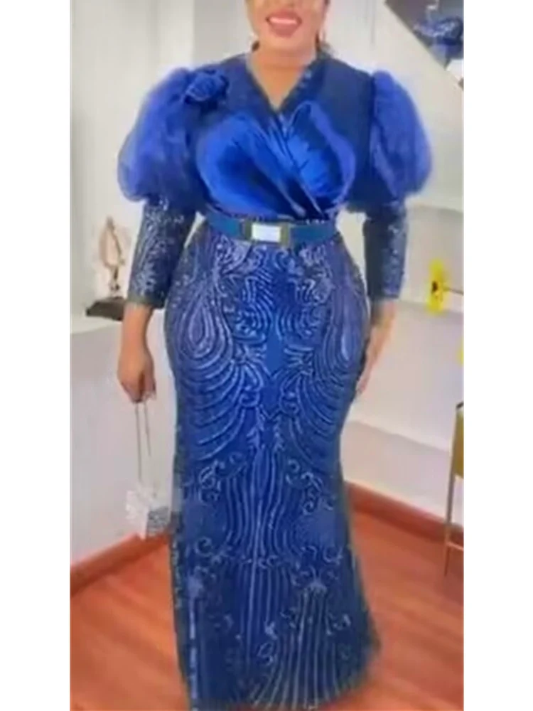 Plus Size African Party Long Dresses for Women 2023 New Dashiki Ankara Sequin Evening Gowns Turkey Outfits Robe Africa Clothing - Image 6