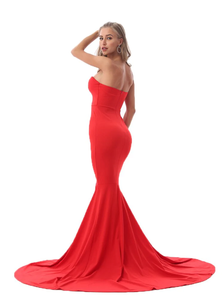 Sexy Strapless Long Black Maxi Dress Front Slit Bare Shoulder Red Women's Evening Summer Night Gown Party Maternity Dresses - Image 13