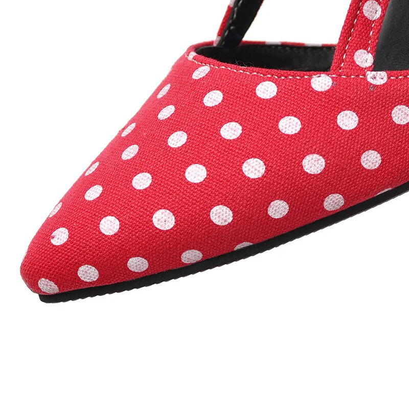 Shoes Woman Polka dot Pointed Toe Sandals Slip on High Heel Slides - Image 6