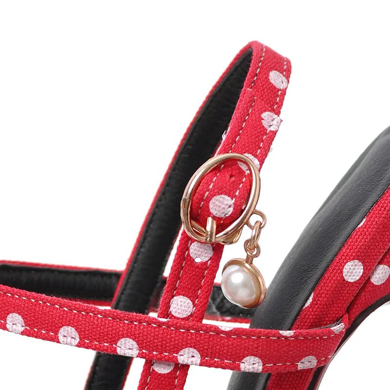 Shoes Woman Polka dot Pointed Toe Sandals Slip on High Heel Slides - Image 7