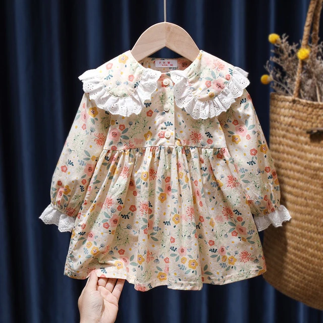 Spring Summer Girls Clothing Cute Children Dresses Kids Baby Girl Plaid Cotton Linen Lapel Collar Dress Long Sleeve Skirt - Image 10
