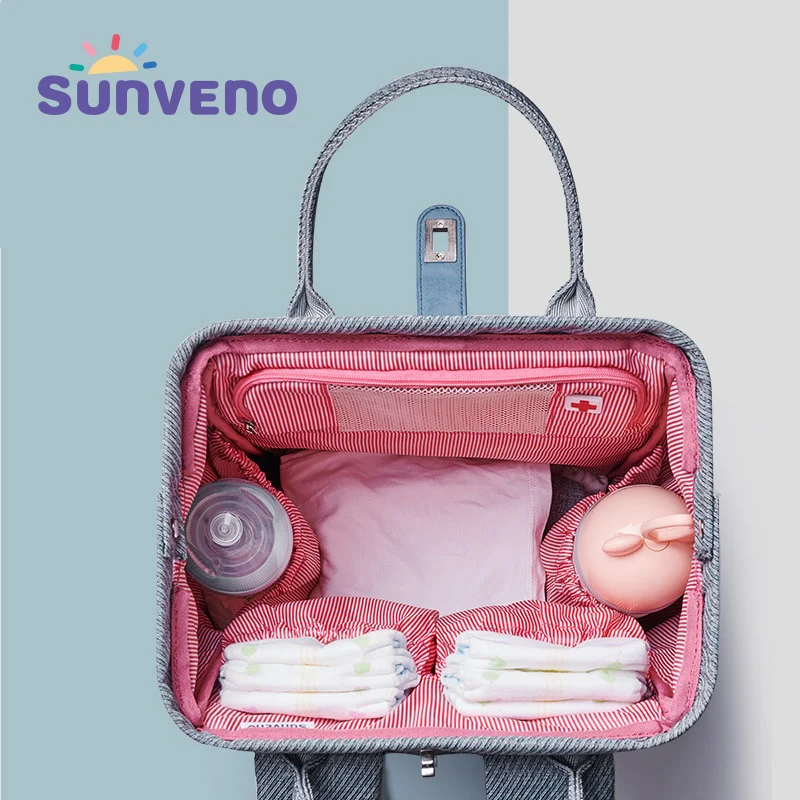 Sunveno New Diaper Bag Backpack Large Capacity Waterproof Nappy Bag Kits Mummy Maternity Travel Backpack Nursing Handbag - Image 12