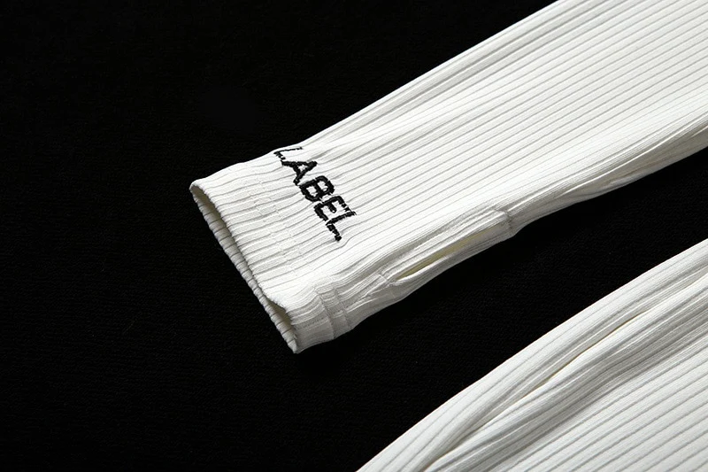 Turtleneck Knit Rib Bodycon Jumpsuit Women Embroidery Lucky Label Long Sleeve Zipper Fitness Black Grey Rompers Women Jumpsuit - Image 14