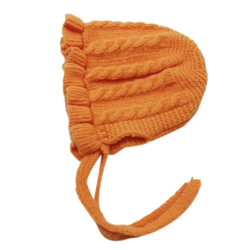 Winter Baby Girls Toddler Solid Print Hats With Ruffle Design Casual Caps Headwear New - Image 5