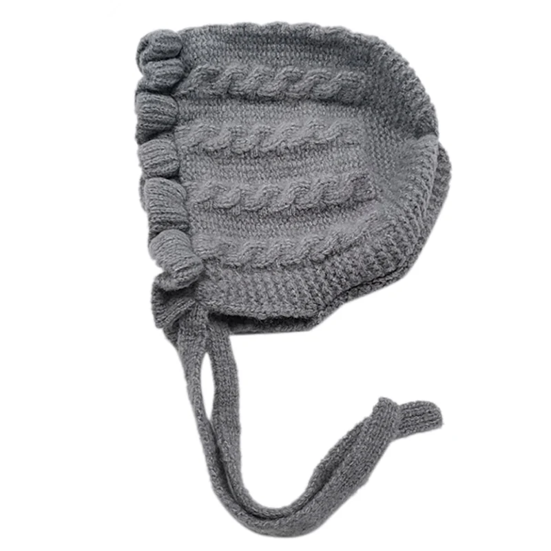 Winter Baby Girls Toddler Solid Print Hats With Ruffle Design Casual Caps Headwear New - Image 8