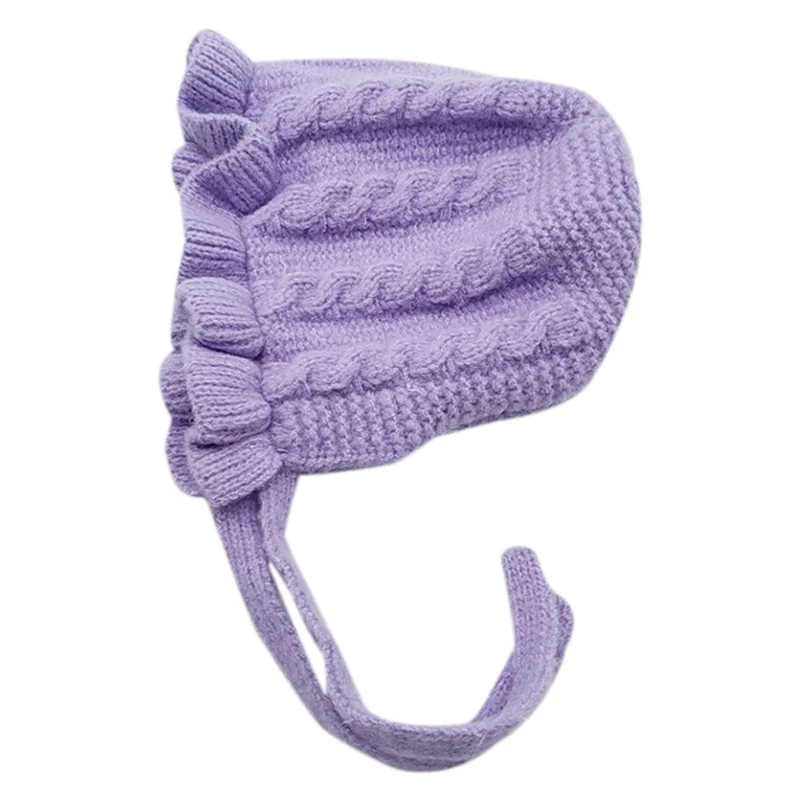 Winter Baby Girls Toddler Solid Print Hats With Ruffle Design Casual Caps Headwear New - Image 9