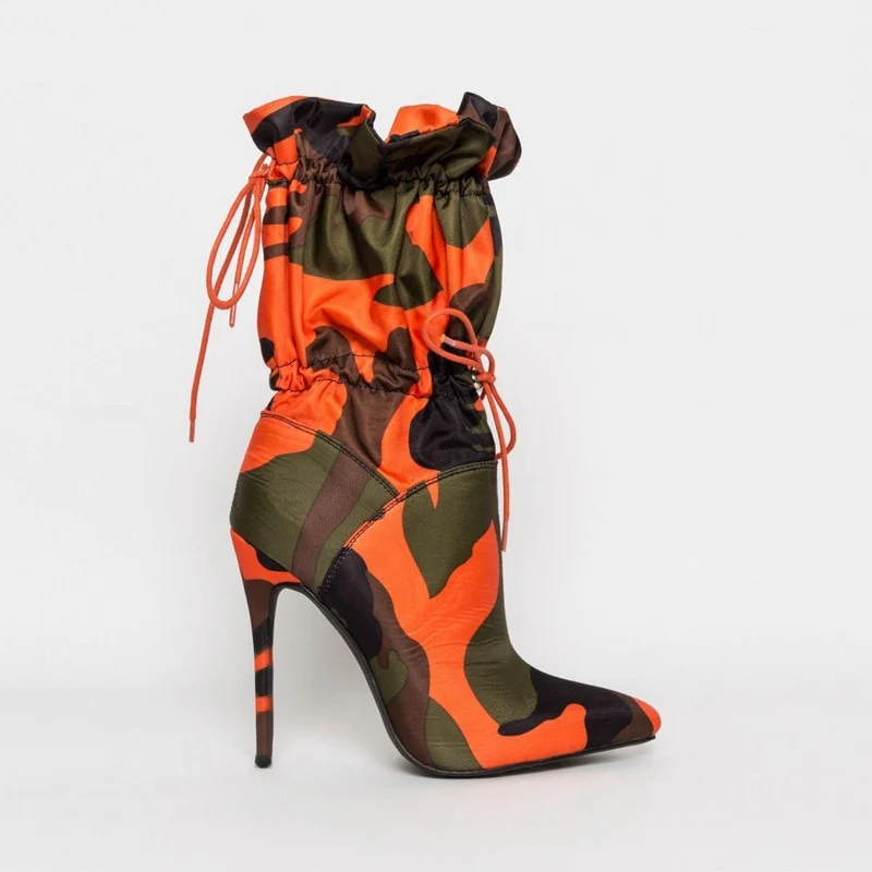 Women Sexy High Heels 11cm Stilettos Fashion Camouflage Ankle Boots Shoes - Image 3