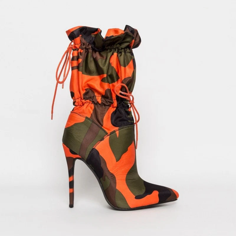 Women Sexy High Heels 11cm Stilettos Fashion Camouflage Ankle Boots Shoes - Image 5