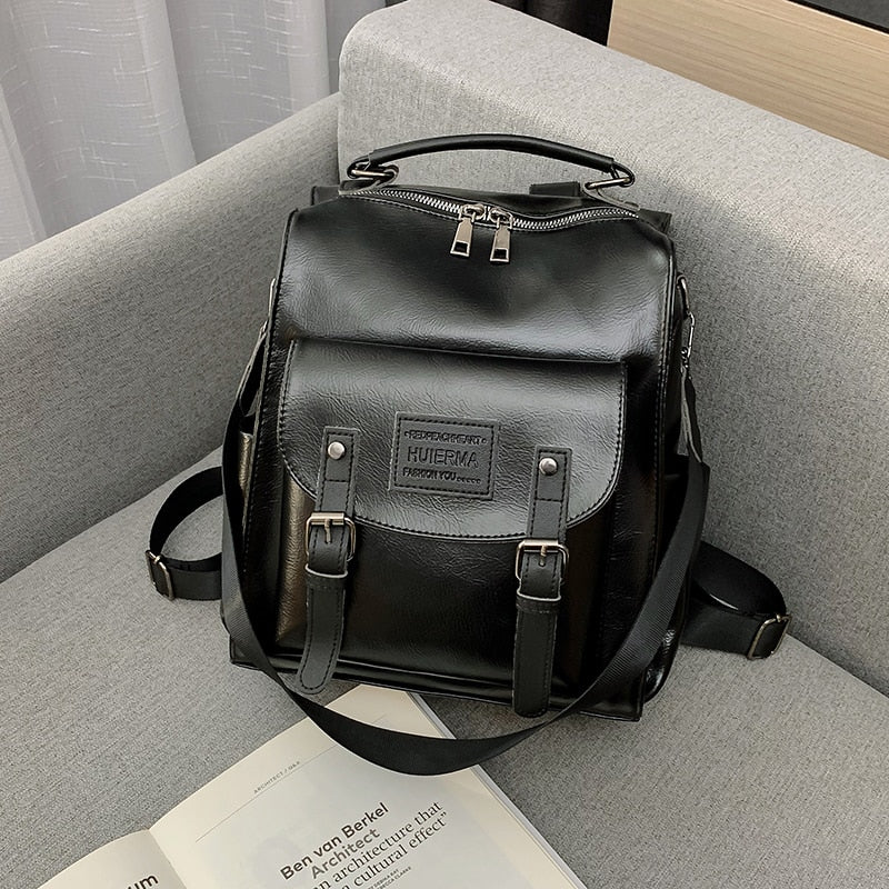 Women PU Leather Backpack Fashion Rucksack Brand Designer Shoulder Bag Large Capacity Bag - Image 3